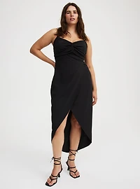 Twist-Front Cut-Out Midi Dress