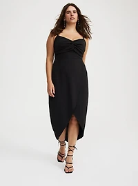 Twist-Front Cut-Out Midi Dress