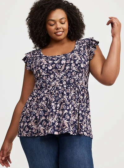 Square Neck Babydoll Top