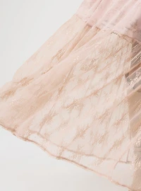 Mesh & Lace Tiered Maxi Skirt Set