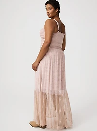Mesh & Lace Tiered Maxi Skirt Set