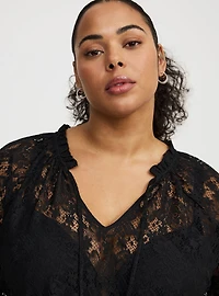 Lace Peplum Long-Sleeve Top