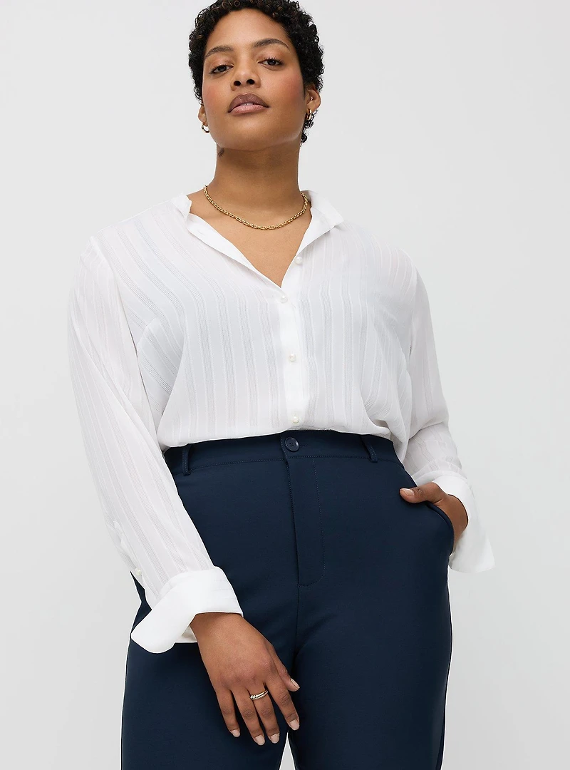 High-Rise Straight Crepe Pant