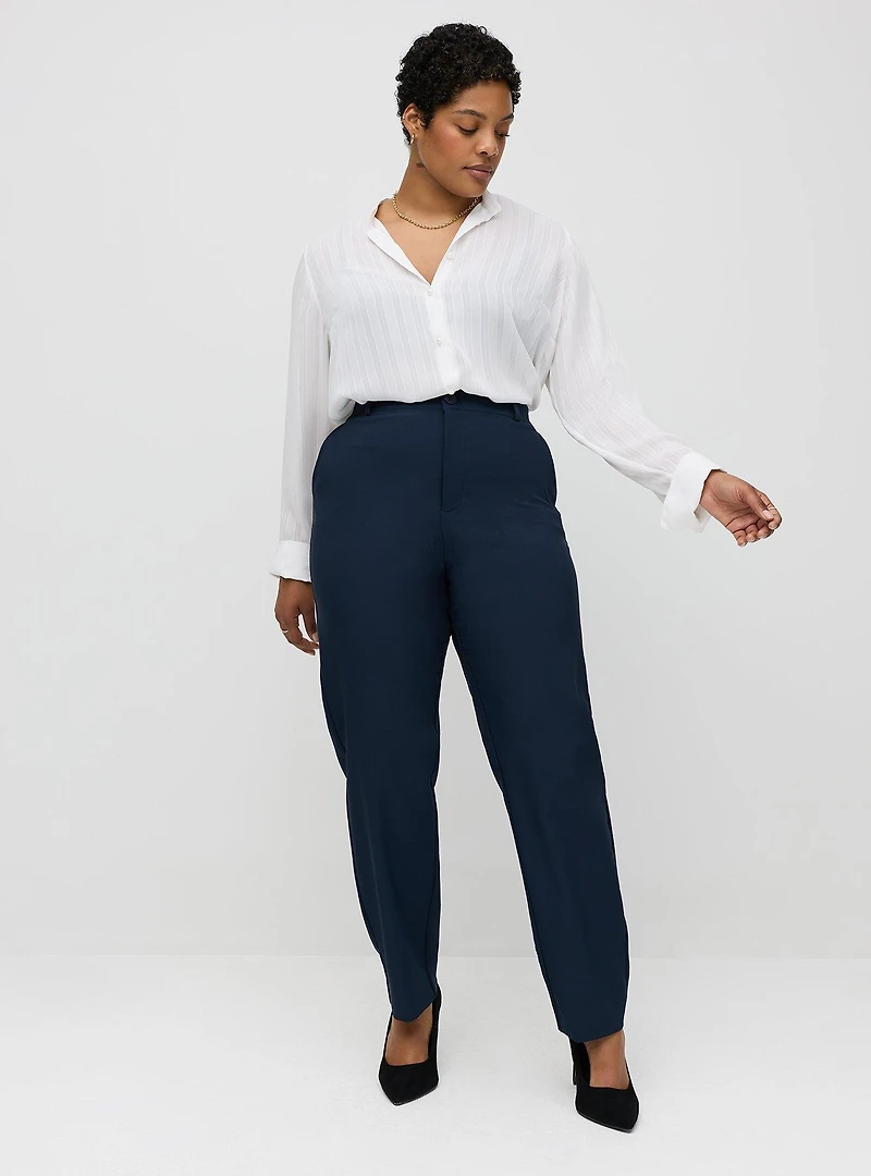 High-Rise Straight Crepe Pant
