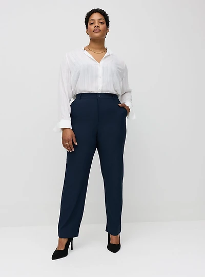 High-Rise Straight Crepe Pant