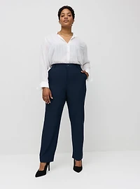 High-Rise Straight Crepe Pant