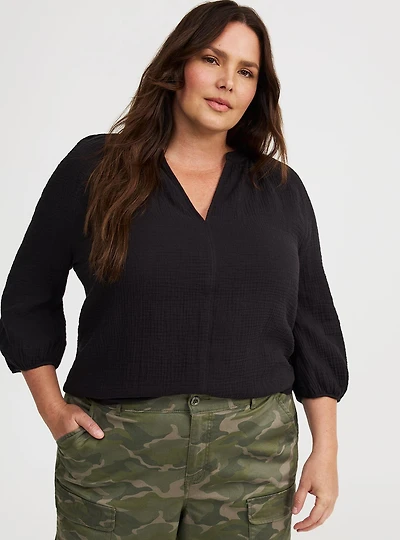 Raglan Pullover 3/4 Sleeve Blouse
