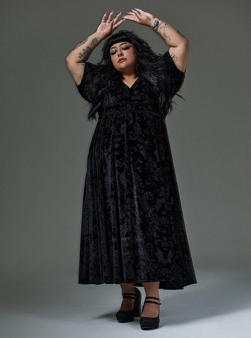 Nightfall Tiered Burnout Velvet Maxi Dress