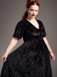 Nightfall Tiered Burnout Velvet Maxi Dress