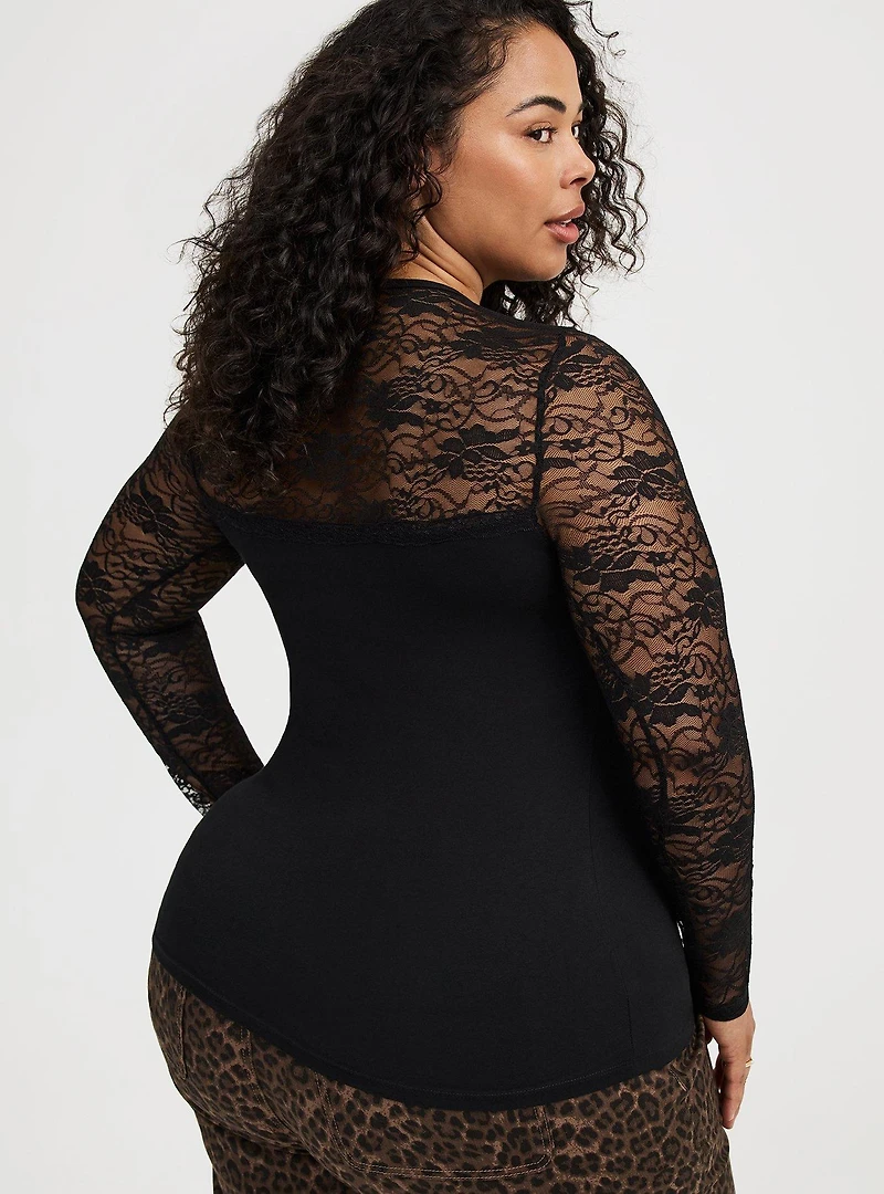 Foxy Lace Crew Top