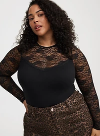 Foxy Lace Crew Top