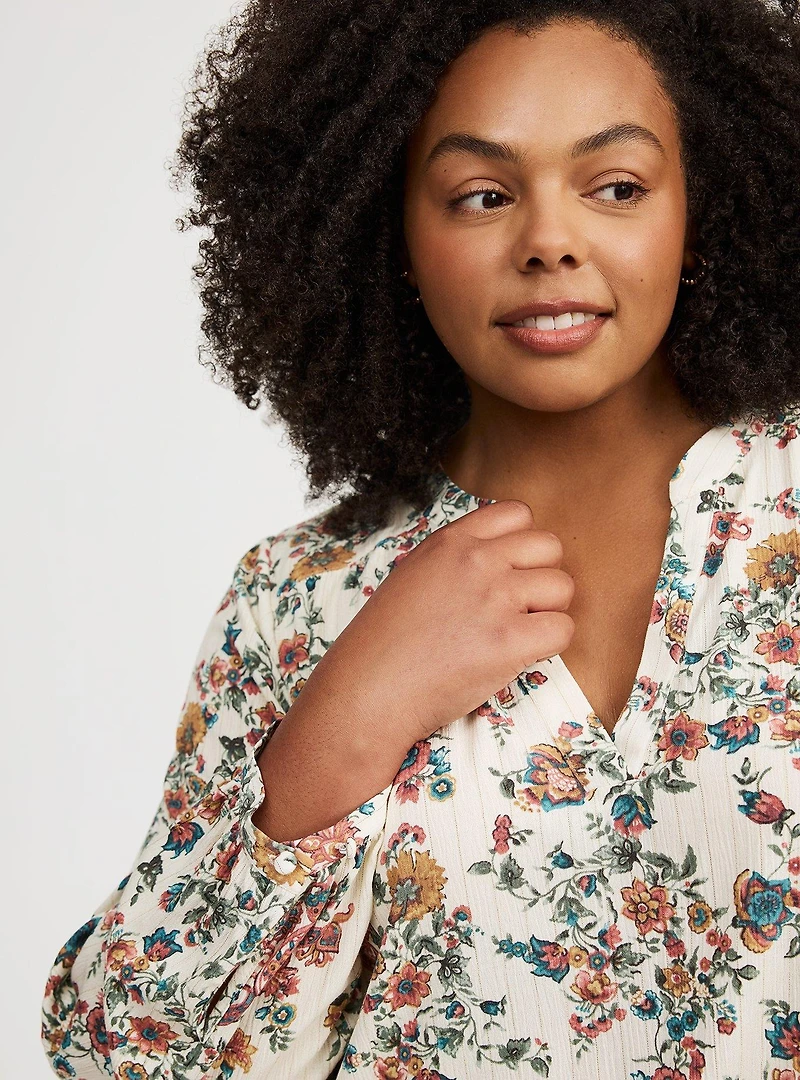 Harper Crinkle Gauze Long Sleeve Blouse