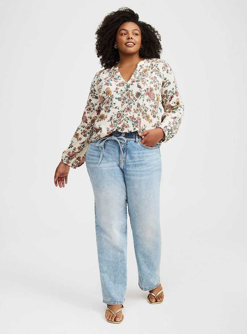 Harper Crinkle Gauze Long Sleeve Blouse