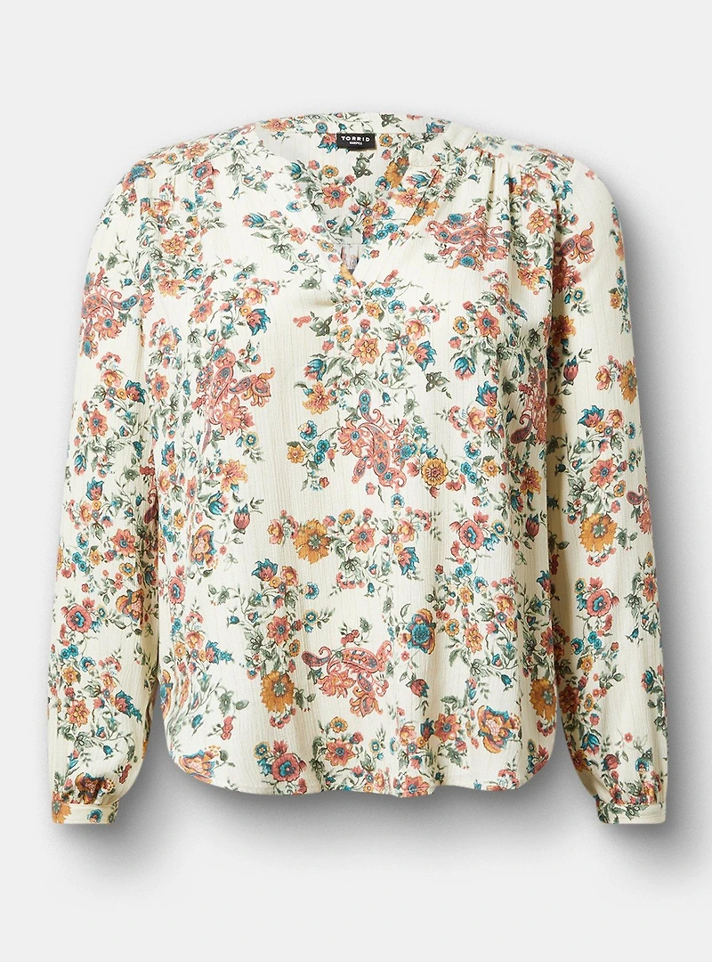 Harper Crinkle Gauze Long Sleeve Blouse