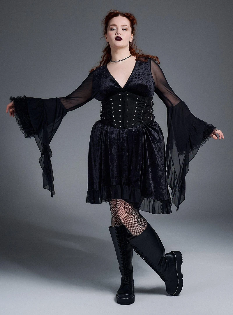 Nightfall Velvet Lace Mini Dress
