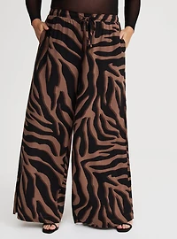 Wide Leg High-Rise Challis Pant