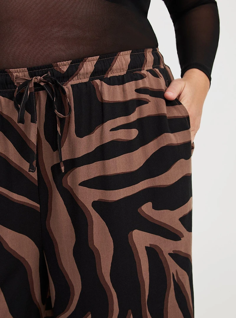 Wide Leg High-Rise Challis Pant