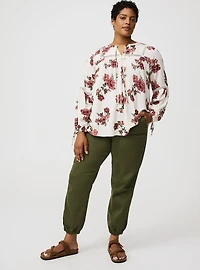 Tie-Front Long-Sleeve Blouse