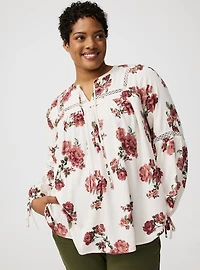 Tie-Front Long-Sleeve Blouse