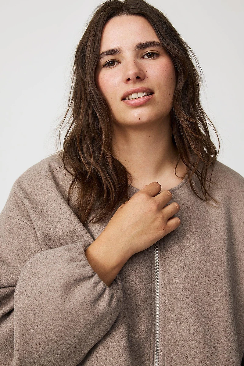 Collarless Bomber Jacket