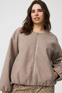 Collarless Bomber Jacket