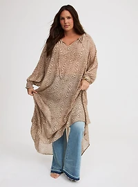 Blouson Sleeve Ruffle Neck Maxi Dress