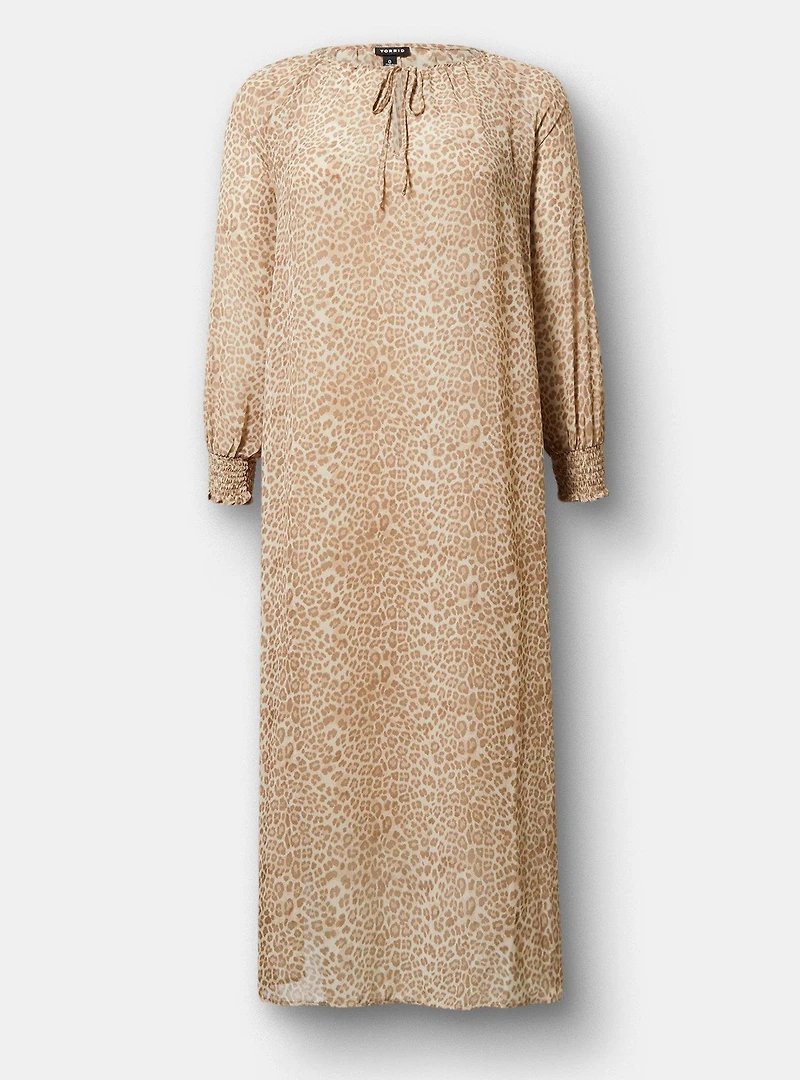 Blouson Sleeve Ruffle Neck Maxi Dress