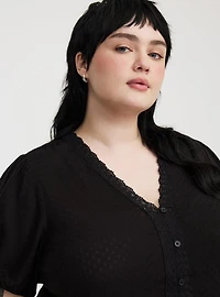Peplum V-Neck Lace-Trim Top