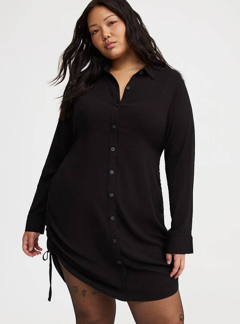 Button Front Ruched Dress