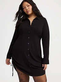 Button Front Ruched Dress