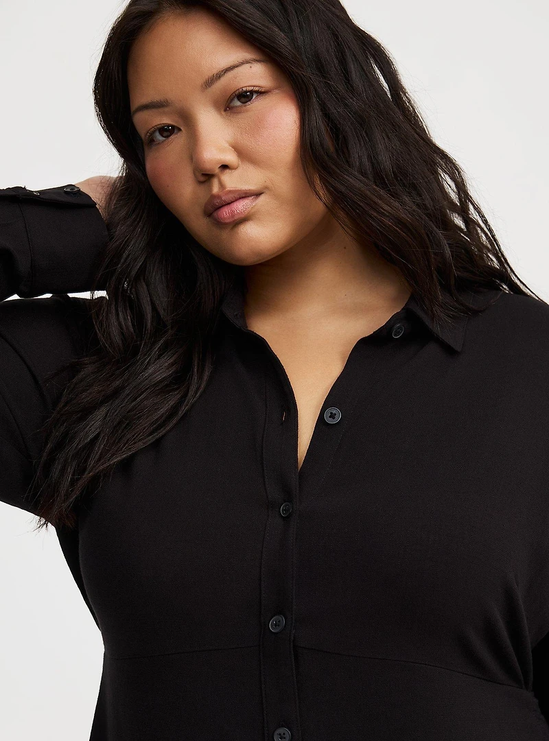 Button Front Ruched Dress
