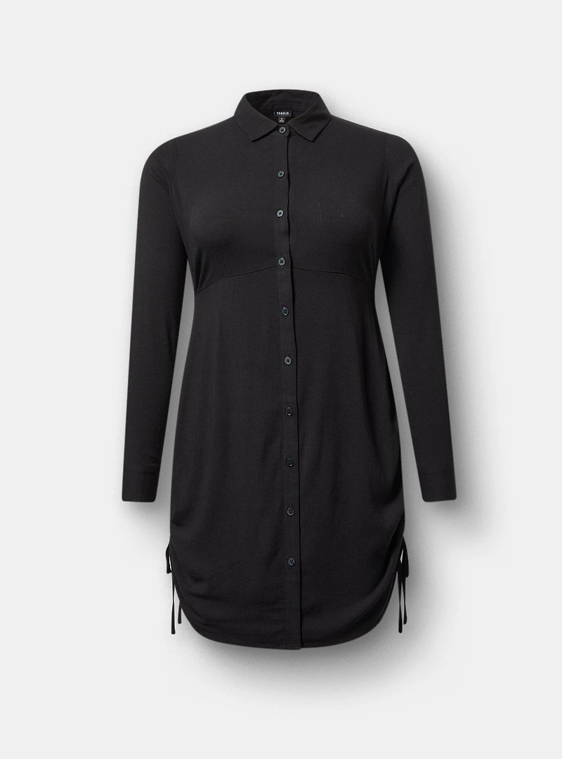 Button Front Ruched Dress