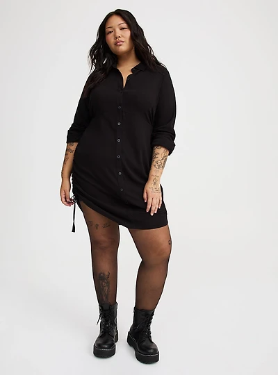 Button Front Ruched Dress