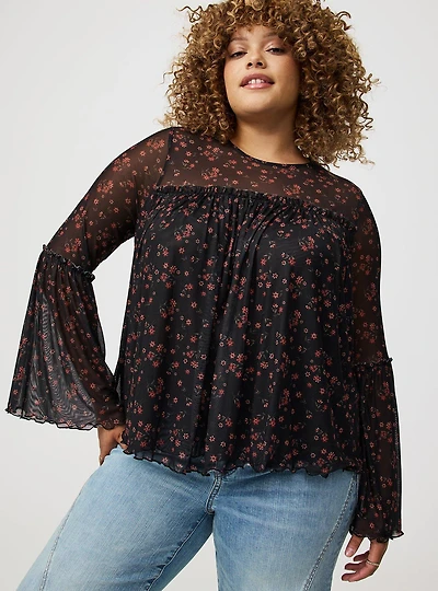Flowy Stretch Mesh Top