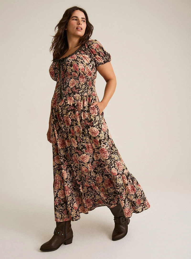 Festi Puff Sleeve Maxi Dress