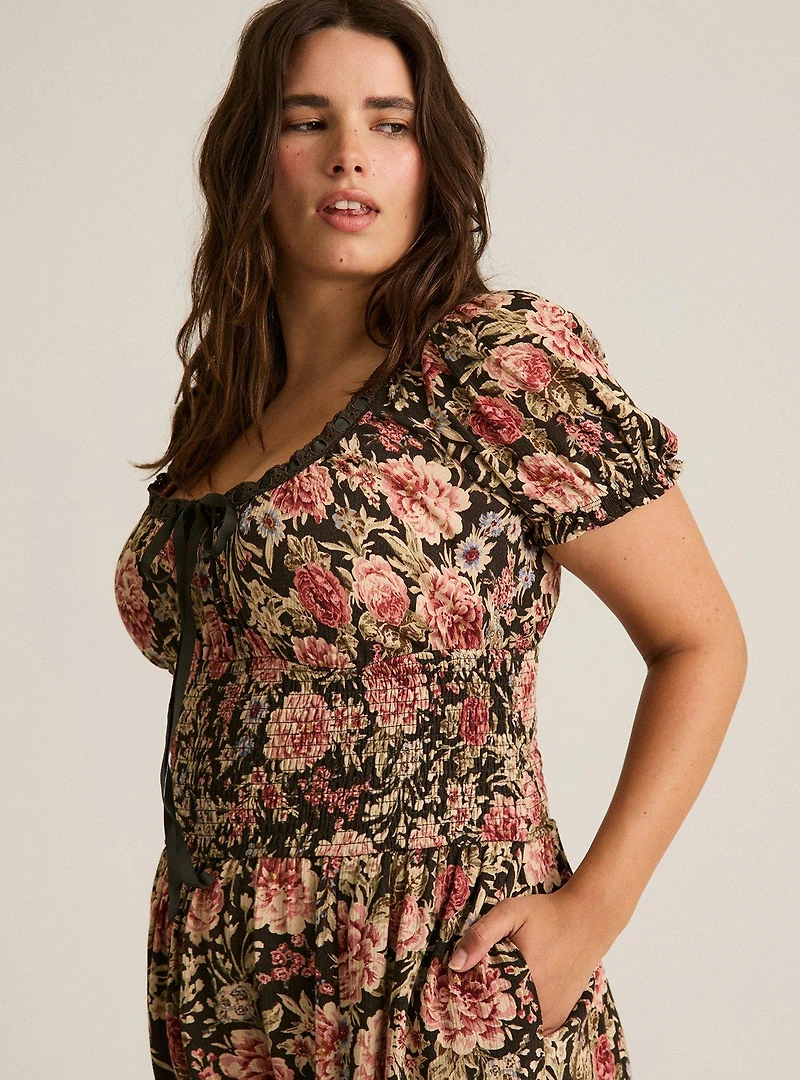 Festi Puff Sleeve Maxi Dress