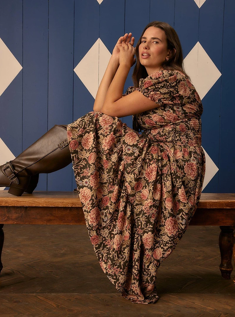 Festi Puff Sleeve Maxi Dress