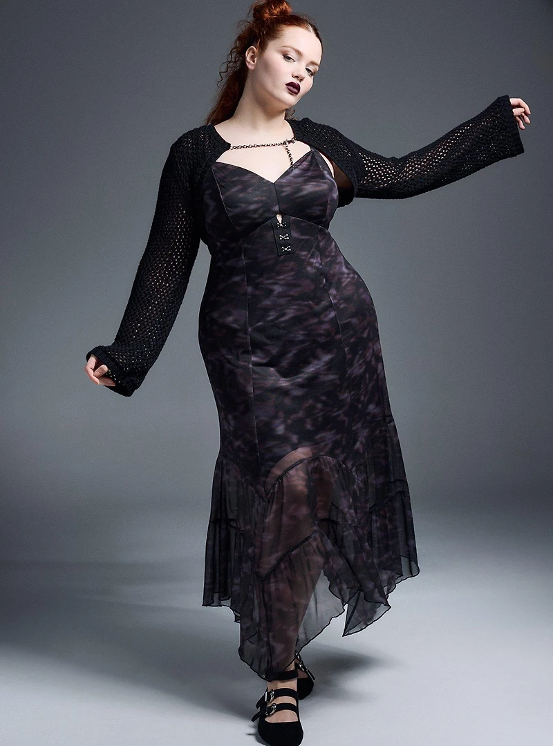Nightfall Tiered Mesh Maxi Dress