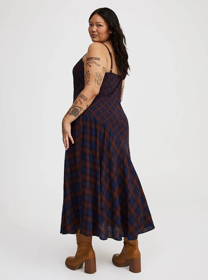 Plaid Slip Maxi Dress