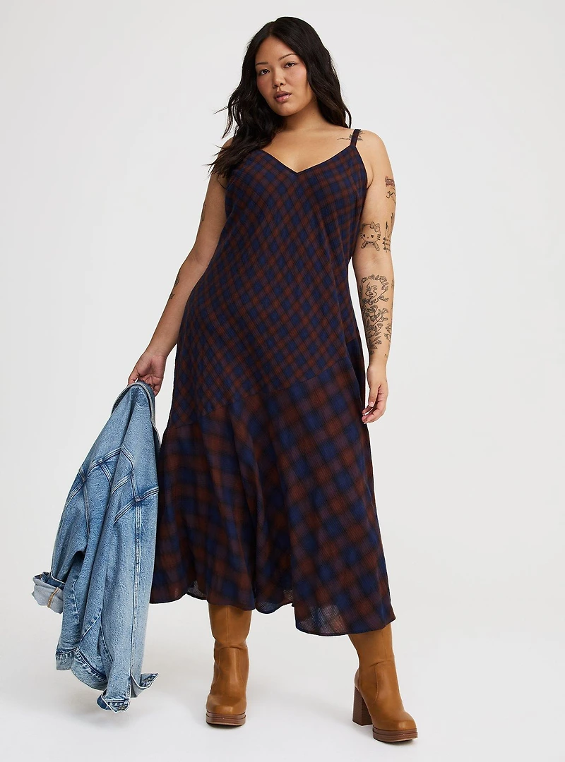Plaid Slip Maxi Dress
