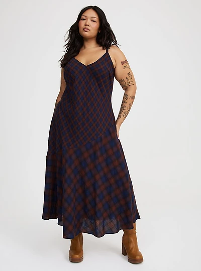 Plaid Slip Maxi Dress