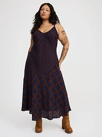 Plaid Slip Maxi Dress