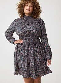 Smocked Ruched Mini Dress