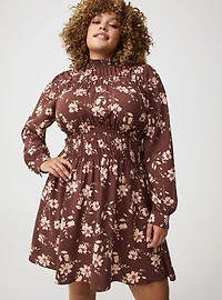 Smocked Ruched Mini Dress
