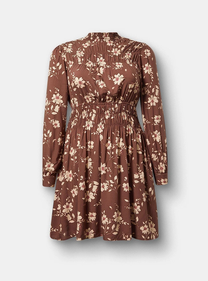 Smocked Ruched Mini Dress