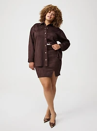 Faux Suede Snap Front Shacket