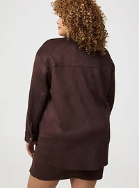 Faux Suede Snap Front Shacket