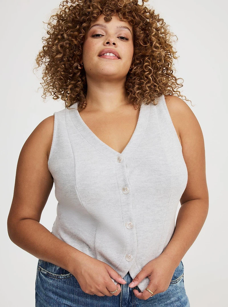 V-Neck Button-Up Vest