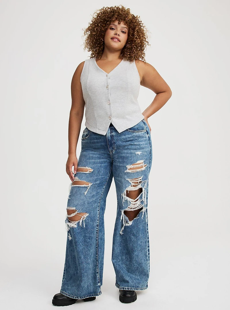 V-Neck Button-Up Vest
