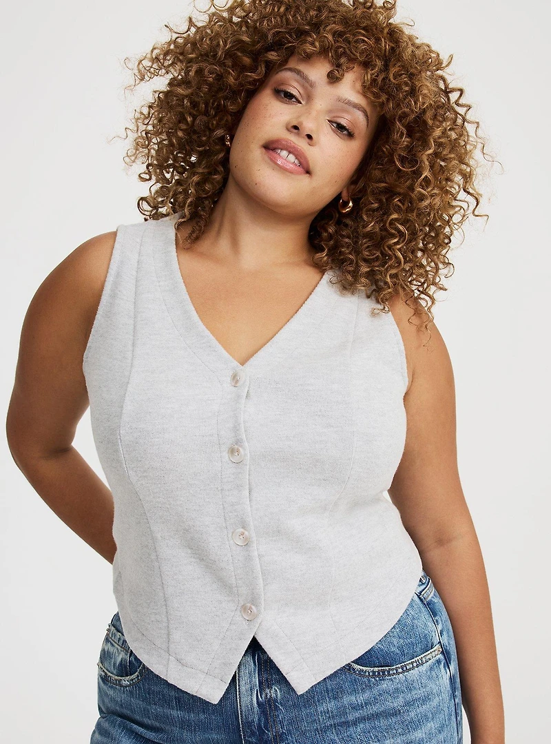 V-Neck Button-Up Vest